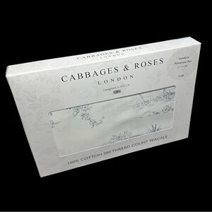 Cabbages & Roses Country Toile Blue Pillowcase Pair Coquette for Duvet Comforter